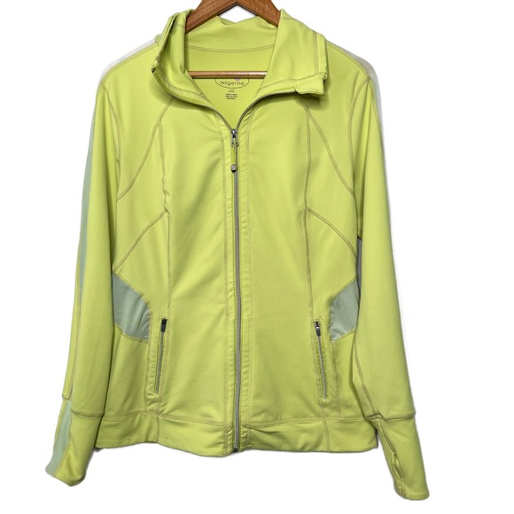 Tangerine Activewear Zip Up Jacket Athletic Track Jacket Bright Lime Green L - Picture 4 of 16